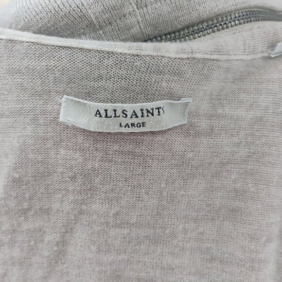 allsaints 100% wool long lined sweater cardigan pockets beige dahlia cardigan - Picture 14 of 15